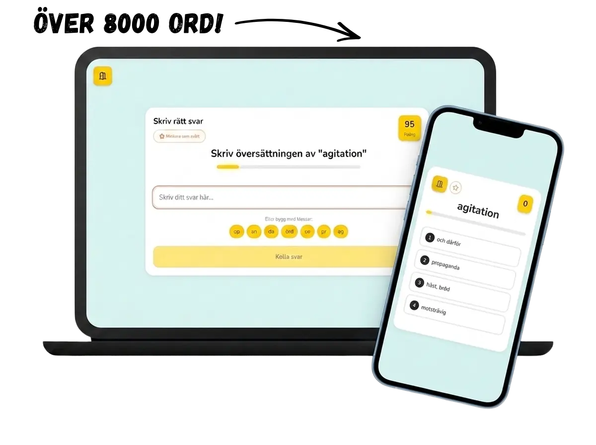 HPmästaren övningsapp på laptop och mobil